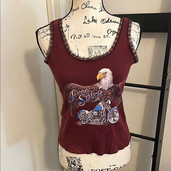 Vintage Laughlin Motorcycle Rally 15th Annual Run 1997 Burgundy Tank Top Eagle - Picture 1 of 12